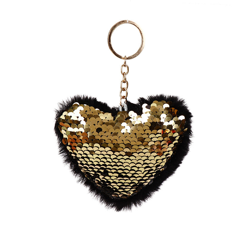 Wholesale Colorful Sequins Love Hair Ball Keychain
